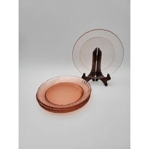 Vtg Arcoroc France Pink Swirl Salad Dessert Plates Set Of 6 Rosa Rosaline